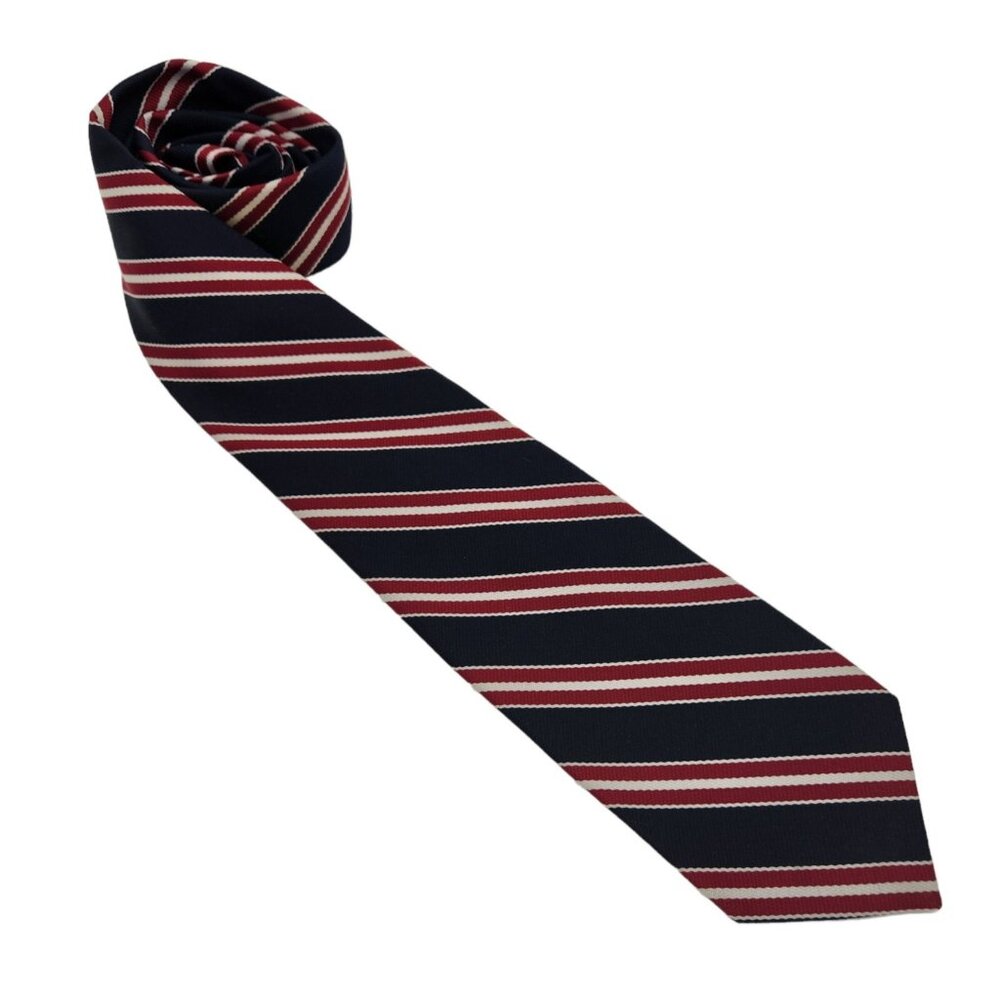 Vintage Ketch‎ Men's Red White & Blue Striped Tie Necktie Skinny 100% Polyester